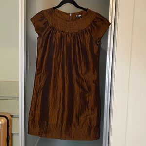 BCBG shiny brown midi dress